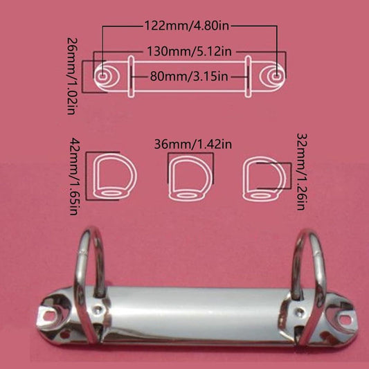5 pieces D-shaped metal clip ring binder mechanism - set of 2 ring binders for papers, textbook, documents - V1189-WXFBOL-142-1