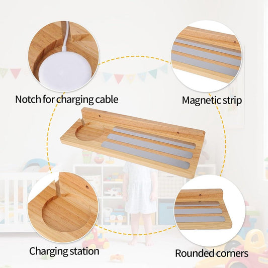 Allecto plus - Magnetic Shelf for Tonies, Wooden Display Shelf for Toy Figures with Charging Station - V1189-WXFBOL-144-1