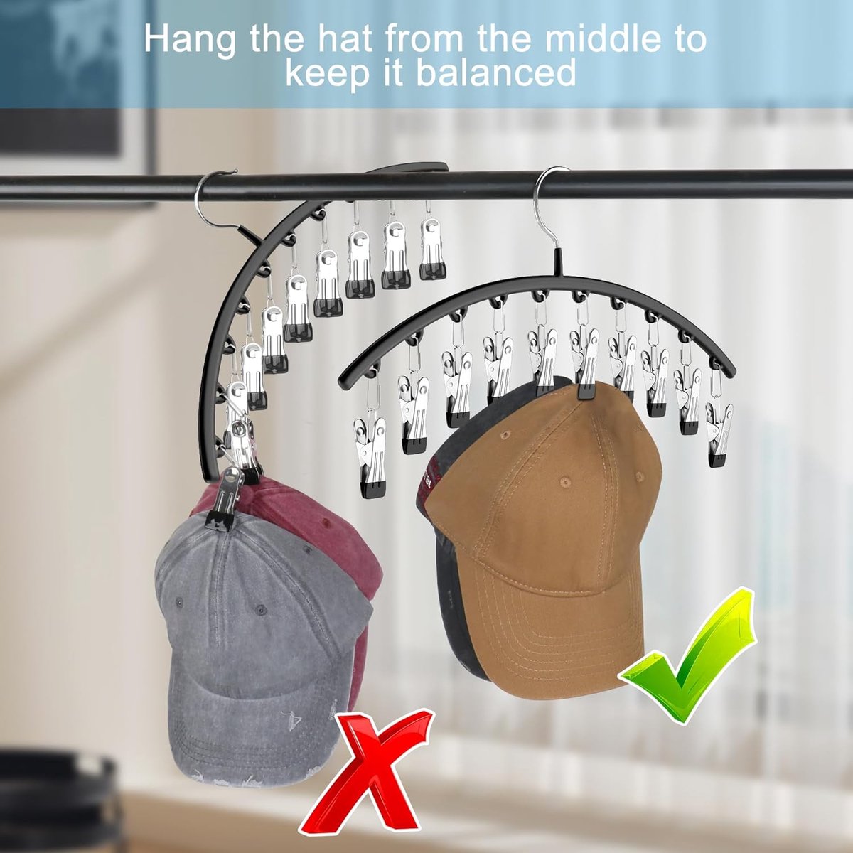 2 pieces - Hat rack - clothes rack - sock clip - hat rack for the wardrobe - storage accessories - suitable V1189-WXFBOL-152-1