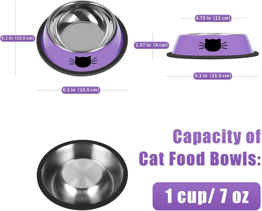 2/3Pcs Cat Bowls Non-Slip Stainless Steel Small Cat Food Bowls Unbreakable Thicken Cat Feeder 7 Oz Cat Dishes V1189-WXFWAL-20260319-00043