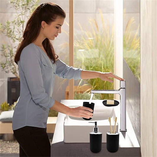 Set 4 Pcs Green Bathroom Accessories,Cute Bathroom Decor,Plastic Soap Dispenser and Toothbrush Holder V1189-WXFWAL-20260319-00054