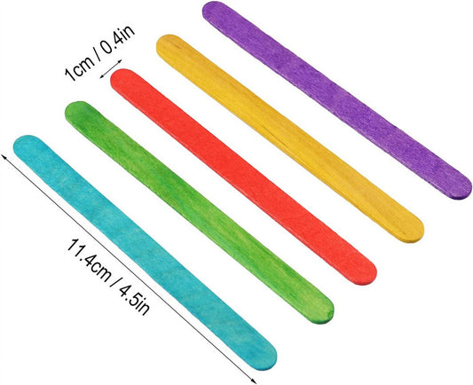 QZS 100Piece Colored Ice Sticks,Creative Tongue Depressors,Wooden Popsicle Sticks,Rainbow Craft Sticks,for V1189-WXFWAL-20260319-00064