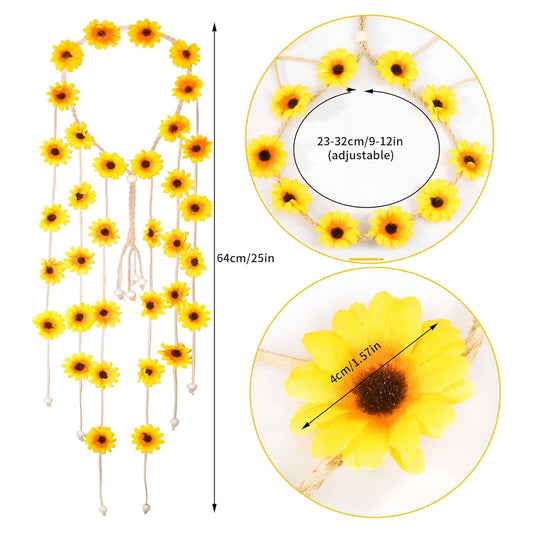 Tutuviw Sunflower Headband, 2 Pcs Adjustable Headband or Crown, Hair Accessories, Costume Headwear for Women V1189-WXFWAL-20260319-00100