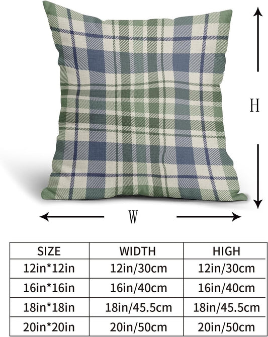 Fall Plaid Pillow Covers 18x18 Set of 2 Burnt Orange Blue Buffalo Plaid Tartan Print Autumn Colored V1189-WXFWAL-20260319-00202