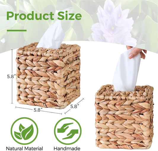 Tutuviw Tissue Box Cover Rectangle,Tissue Box Holder for Bathroom,Water Hyacinth Tissue Box Holder,Rattan V1189-WXFWAL-20260319-00247