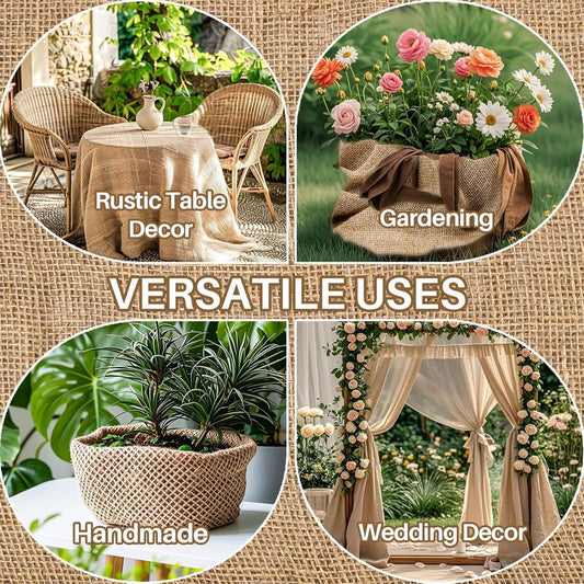 Burlap Fabric Roll,Tutuviw 13ft High Density Natural Jute Fiber,Multipurpose Burlap for Gardening Outdoor V1189-WXFWAL-20260319-00305