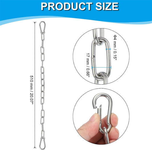 Gate Chain Lock,Tutuviw 20Inch Stainless Steel Metal Chain with 2 Carabiners,Link Chain Lock for Outdoor V1189-WXFWAL-20260319-00361