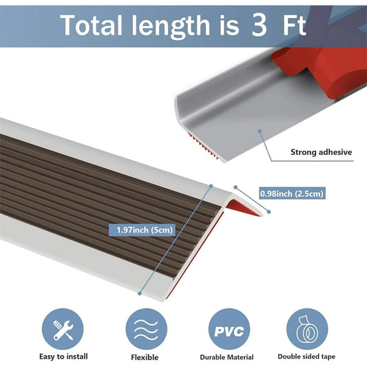 Vinyl Rubber Stair Nosing,Tutuviw Stair Edge Trim,Corner Guard,3 ft Self Adhesive Nose Molding Non-Slip V1189-WXFWAL-20260319-00366