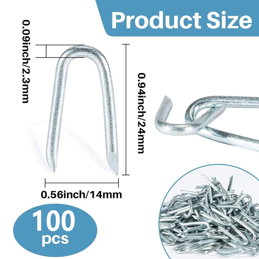 U Fence Staples,Tutuviw 100 Pcs 0.8 x 0.5in Galvanized U Shaped Nails,Steel Wire Fencing Staples,Heavy Duty V1189-WXFWAL-20260319-00376