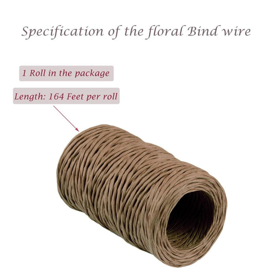 1Roll Floral Vine Bind Wire,164FT Portable Bind Wire Twine for Wreath,QZS Brown Floral Wrapping Supplies for V1189-WXFWAL-20260319-00389