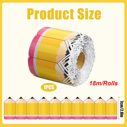 Tutuviw 1 Roll Bulletin Board Borders,59 ft Pencil Paper Die Cut Cutouts Borders Trims,Bulletin Board Decor V1189-WXFWAL-20260319-00491