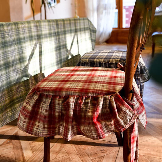 Buffalo Plaid Ruffled Chair Cushion with Ties Country Style Tartan Kitchen Dining Chair Pad Super Soft Seat V1189-WXFWAL-20260319-00505