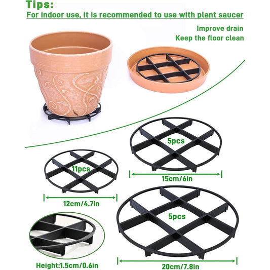 Plant Saucer Drainage Rack Stand,Tutuviw 21Pcs 3 Size Flower Pot Level Feet Elevator Support Holder,Plant V1189-WXFWAL-20260319-00509
