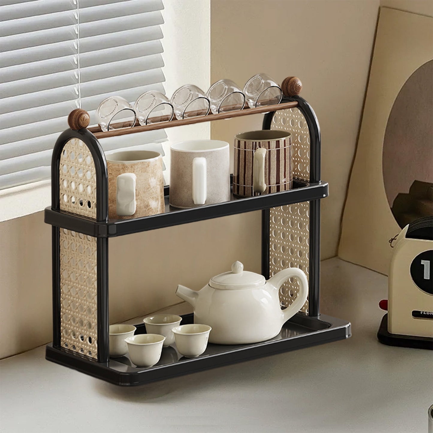 Tea Water Rack, Multi-Functional Storage Rack, Multi Layer Cup Storage Rack, Multi-function Rack Desktop V1189-WXFWAL-20260319-00549