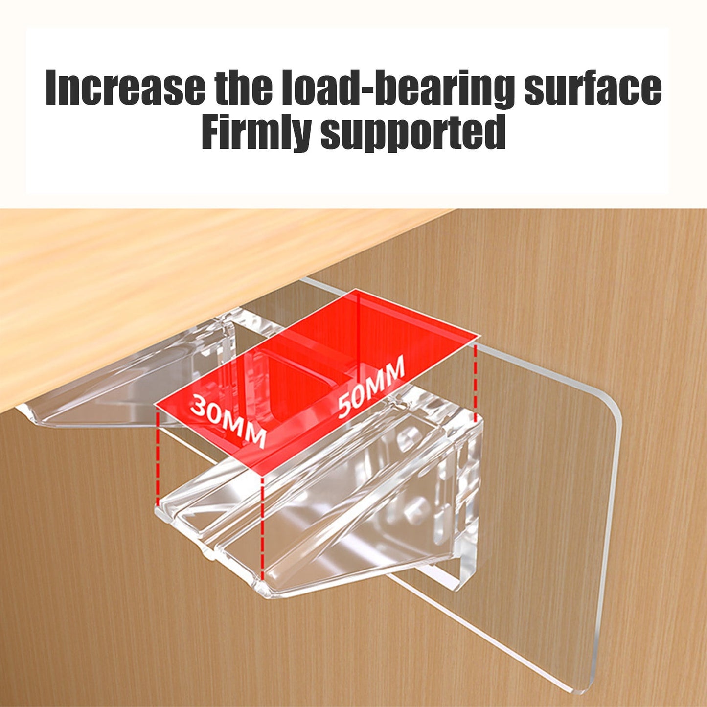 Adhesive Shelf Bracket, No-Drill Shelf Support Hooks, Clear Plastic Adhesive Wall-Mounted Bracket for Closet V1189-WXFWAL-20260319-00619