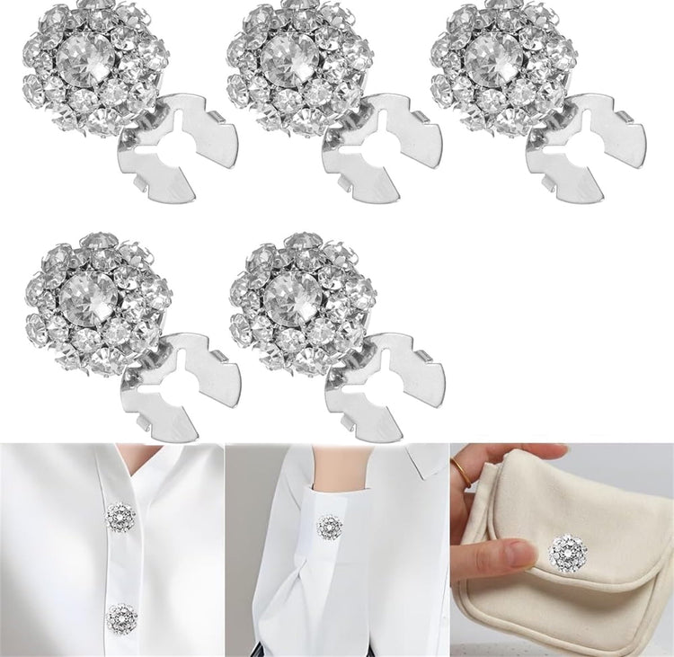 Rhinestone Button Cover Tutuviw 5 Pcs Golden Crystal Cover for Women Blouses Detachable Shirt Clips Buttons V1189-WXFWAL-20260319-00637