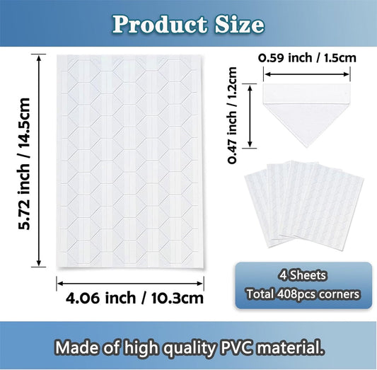 Tutuviw 408 Pcs Clear Photo Corners Stickers Self-Adhesive Photo Corners Lens Photo Corner Sticker for DIY V1189-WXFWAL-20260319-00686