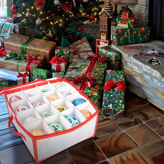 Portable Waterproof Christmas Decoration, Ball Storage Box, Stores 32 Ornaments, 2 Independent Layered Trays, V1189-WXFWAL-20260319-00760