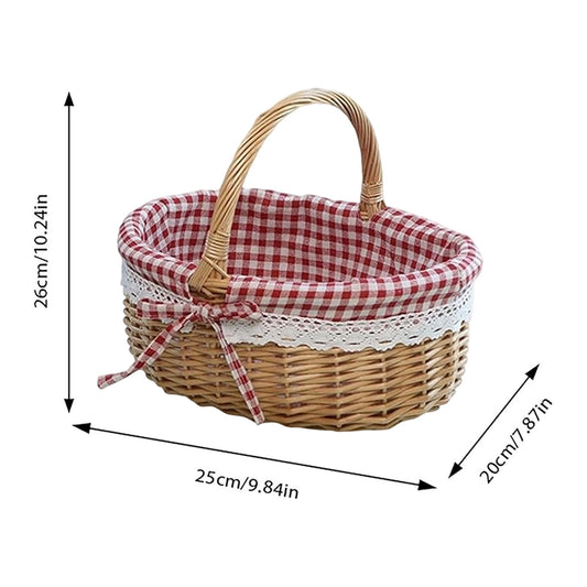 Wicker Picnic Basket with Handles and Linen Cloth Lining, Empty Baskets for Gifts, Woven Easter Basket, V1189-WXFWAL-20260319-00964