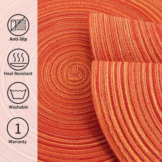 Braided Placemats for Dining Table Set of 6 - Round 15 inch Woven Heat Resistant Non-Slip Kitchen Table Mats V1189-WXFWAL-20260319-01090