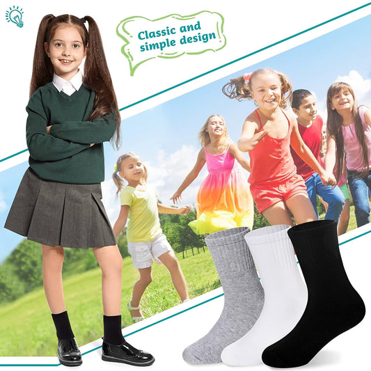 Holzlrgus Kids Athletic Crew Socks Boys Girls Cotton School Uniform Casual Basic Socks 6 Pairs 6 - 8 Years V1189-WXFWAL-20260319-01251