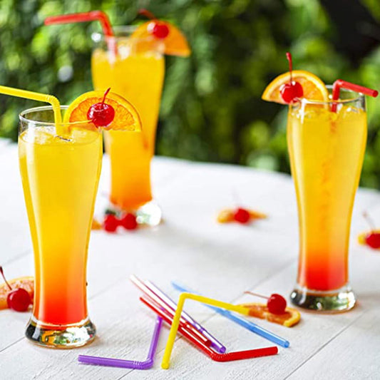 OYIGU 600 Pcs Flexible Plastic Straws, Colorful Disposable Bendy Party Fancy Straws, Individual Package V1189-WXFWAL-20260319-01506