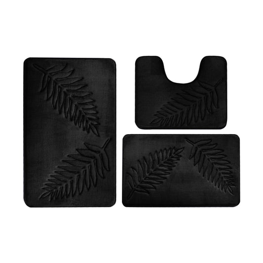 Summercome 3 Pcs Bathroom Rugs, Leaves Bath Mat Toilet Mats, Soft Comfortable Non-Slip Bathroom Rug Set, Bath V1189-WXFWAL-20260319-01597