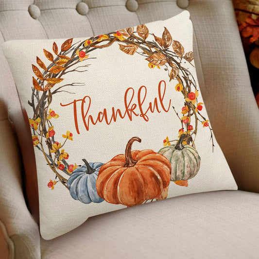 Darzheoy Fall Pillow Covers 18 x 18 inch Pumpkin Maple leaves Throw Pillow Covers Outdoor Autumn Thanksgiving V1189-WXFWAL-20260326-01668