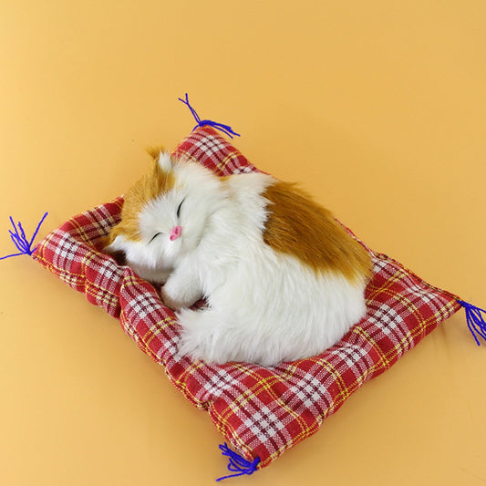 Tarmeek Simulation Sleeping Cat Dolls Toys,Simulation Cat Plush Animals Toy Will Call With Cloth Mat Sleeping V1189-WXFWAL-20260326-01707