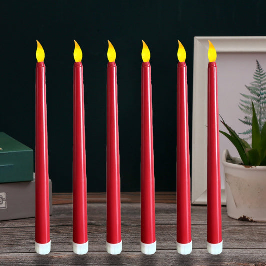 Darzheoy 6 Pcs Flameless Taper Candles with Remote, 10.8 inches Plastic Red LED CandleSticks with Flickering V1189-WXFWAL-20260326-01845