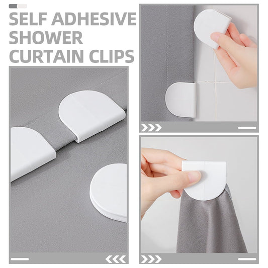 WHAMVOX 4 Pcs Adhesive Shower Curtain Clip Bathroom for Wall Clips White V1189-WXFWAL-20260326-02291