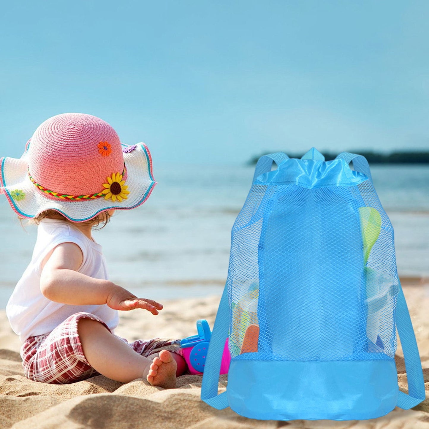 Darzheoy Swim Bag Mesh Drawstring Backpack Beach Backpack for Swimming, Gym, and Workout Gear Blue V1189-WXFWAL-20260326-02328