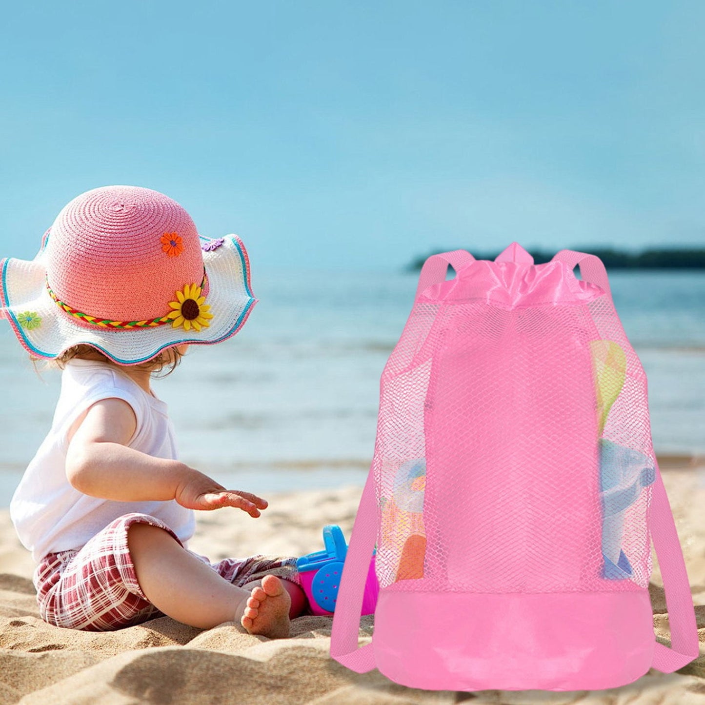 Darzheoy Swim Bag Mesh Drawstring Backpack Beach Backpack for Swimming, Gym, and Workout Gear Pink V1189-WXFWAL-20260326-02332