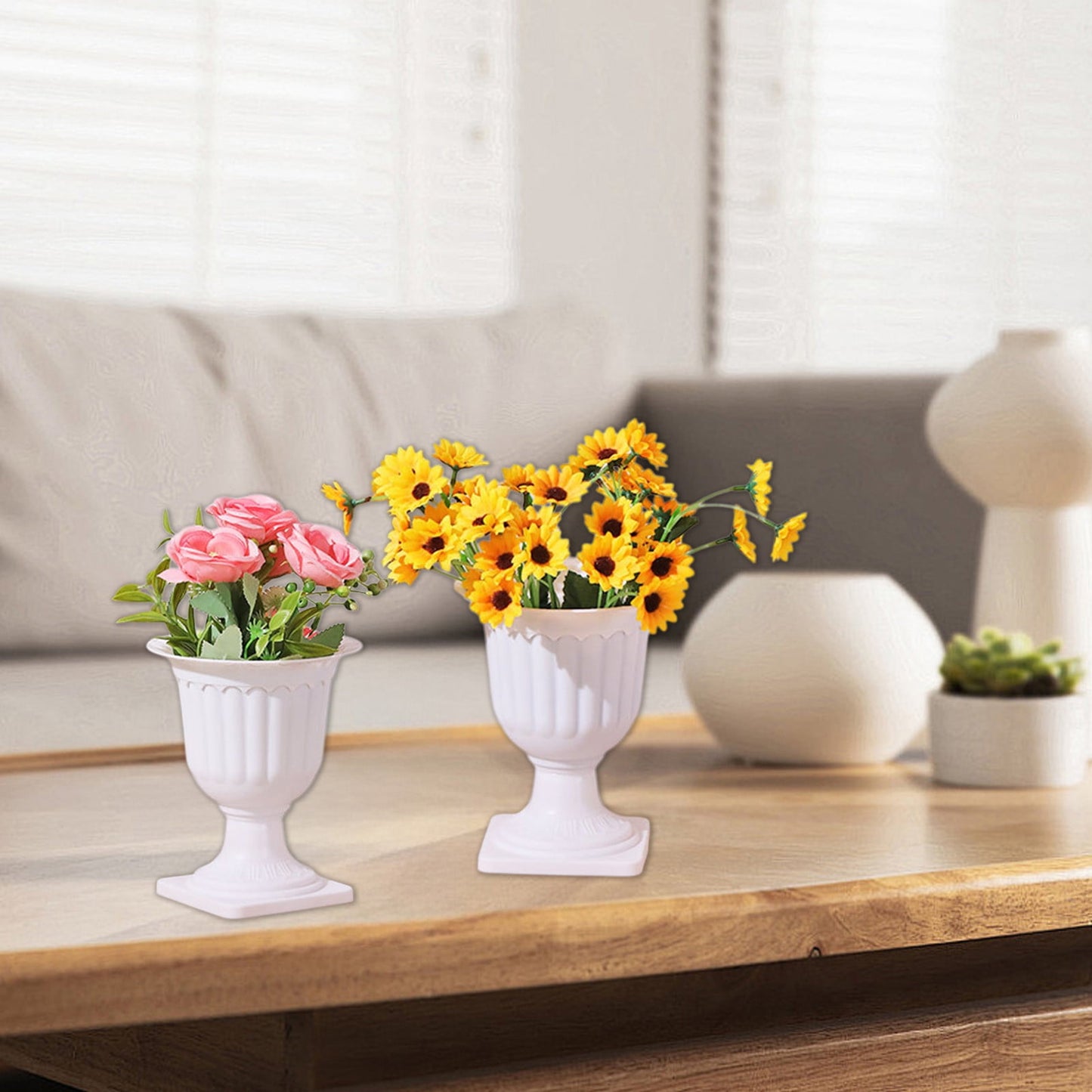 Darzheoy White Urn Planter Flower Pots, Classic Plastic Tall Planter, Wedding Party Porch Front Door V1189-WXFWAL-20260326-02393