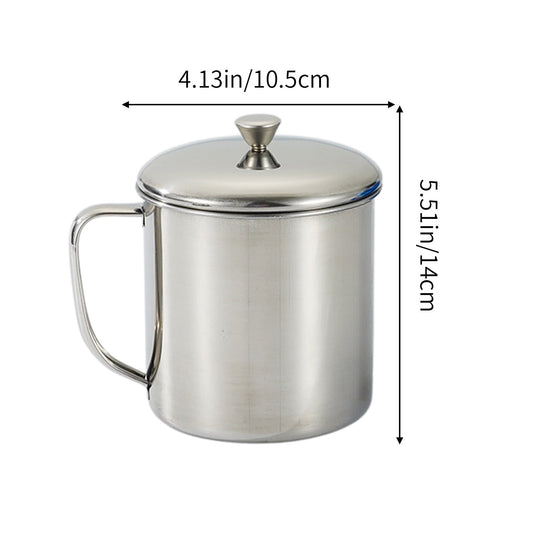 Darzheoy Stainless Steel Coffee Cup - Metal Tea Mug with Lid and Handle for Camping and Everyday Use XL Silver V1189-WXFWAL-20260326-02433