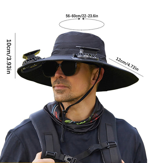 Darzheoy Solar Fan Hat Wide Brim Solar Fan Hat Outdoor Wide Brim Sun Hat with Solar Fan Fishing Hat, V1189-WXFWAL-20260326-02459
