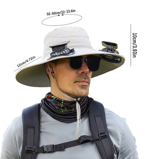 Darzheoy Solar Fan Hat Wide Brim Solar Fan Hat Outdoor Wide Brim Sun Hat with Solar Fan Fishing Hat, V1189-WXFWAL-20260326-02461