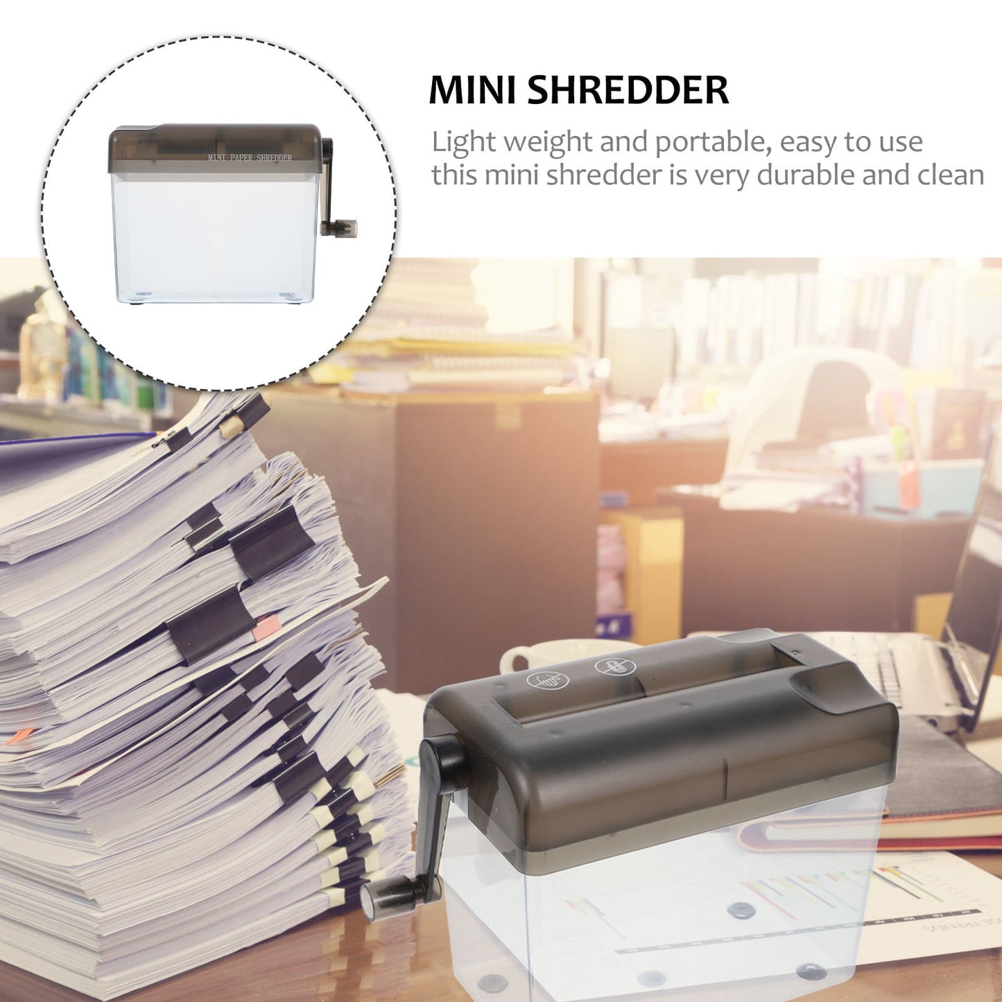 HOOWIFFY Manual Desktop Paper Shredder Black, Compact Office Document Cutter for Home and Work, 1 Piece V1189-WXFWAL-20260326-02504