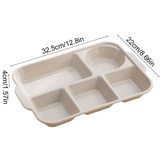 Darzheoy Unbreakable Divided Plates, 5-Compartment Wheat Straw Tray Divided Food Plates Lunch Trays Section V1189-WXFWAL-20260326-02534