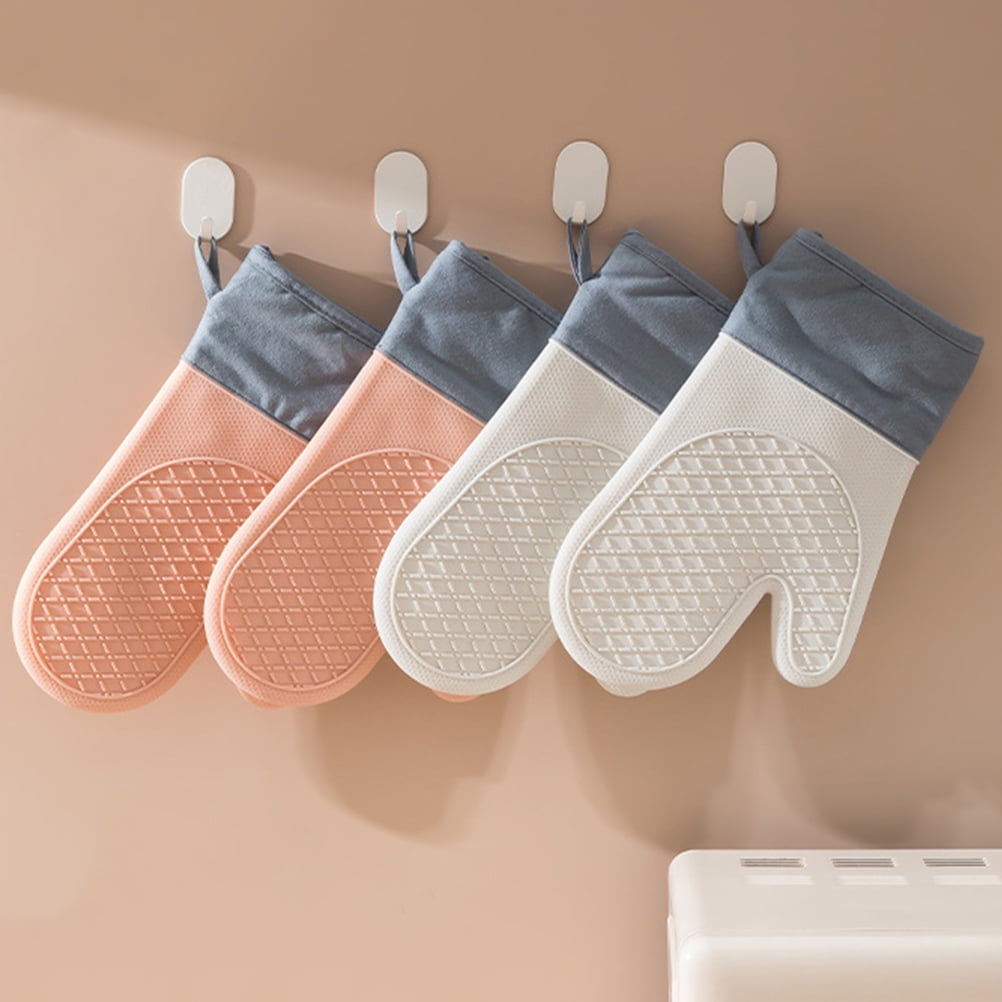 HOOWIFFY Silicone Oven Mitts Baking Gloves White 2 Pieces for Kitchen Cooking V1189-WXFWAL-20260326-02573