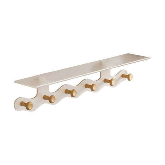 Darzheoy Wall Mounted Coat Rack with Shelf, 14 inches White Wood Floating Shelf for Entryway, Bathroom, V1189-WXFWAL-20260326-02593