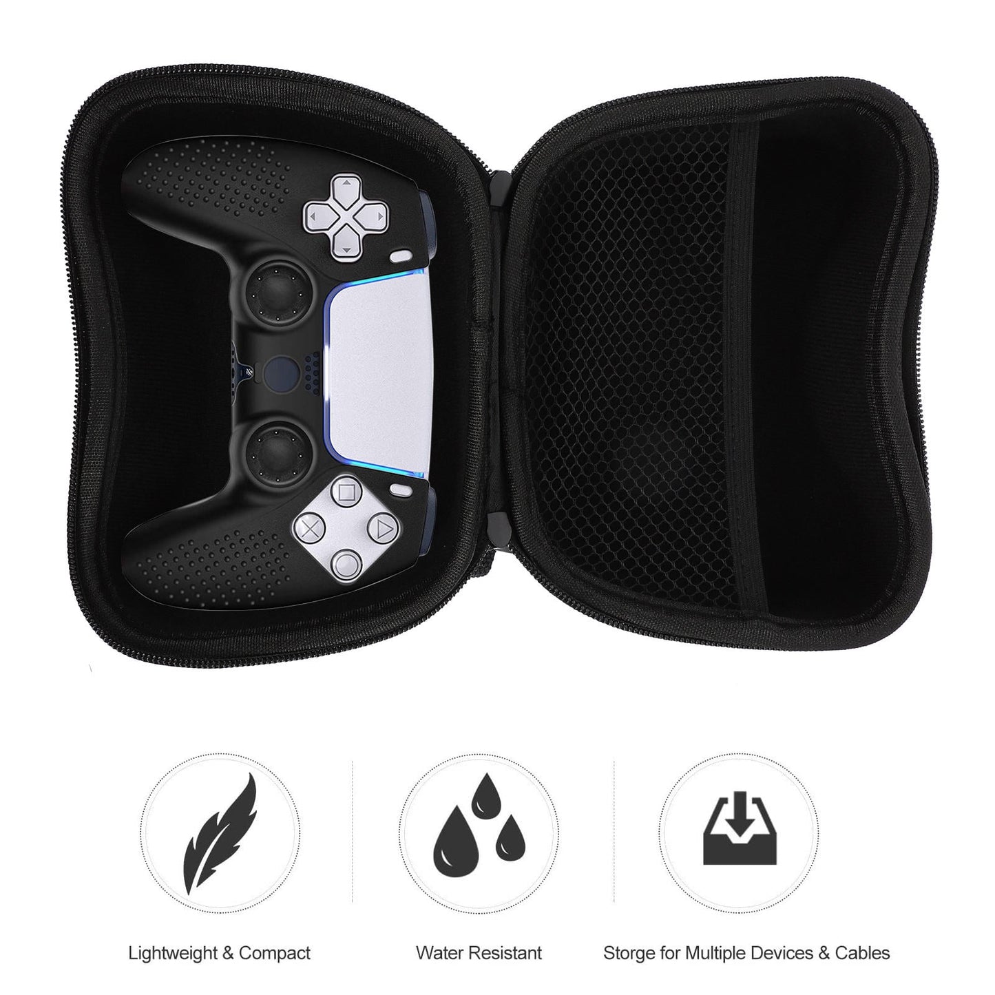 HOOWIFFY Black Game Controller Protective Case with EVA Material, Scratch-Resistant and Shockproof Lining for V1189-WXFWAL-20260326-02604