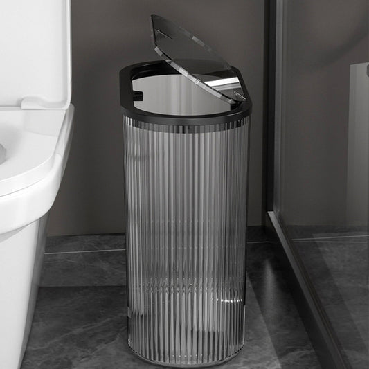 Chmadoxn Transparent Trash Can, Bathroom Trash Cans with Lids, Plastic Slim Waste Basket with Press Top Lid, V1189-WXFWAL-20260326-02783