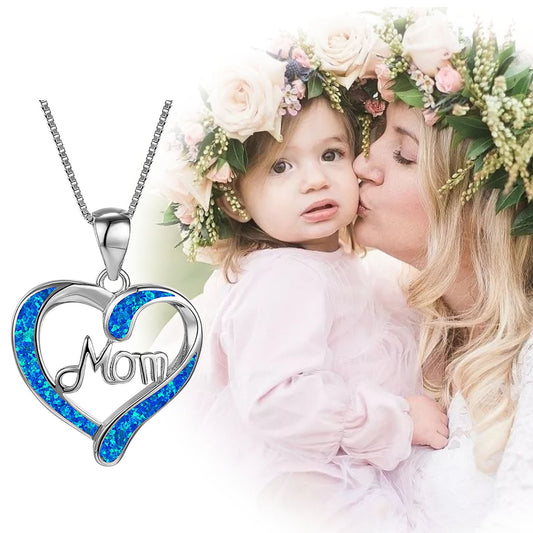 Chmadoxn Necklace for Mom 925 Silver Love Heart Pendant Necklace Birthstones Jewelry Blue Sapphire Pearl V1189-WXFWAL-20260326-02810