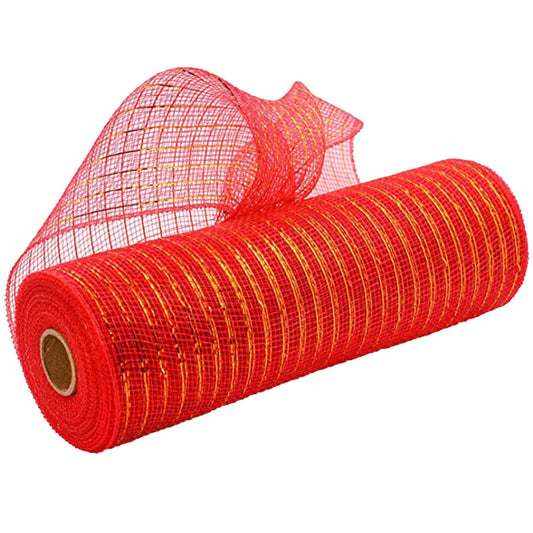 Darzheoy 10 Inch x 30 Feet Deco Poly Mesh Ribbon, Metallic Foil Poly Mesh Ribbon, for Wreaths, Swags, Craft, V1189-WXFWAL-20260326-02865