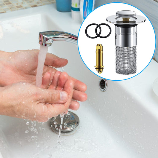 Chmadoxn Universal Bathroom Sink Stopper, Basin Sink Drain Strainer, Bathroom Sink Plug with Stainless Steel V1189-WXFWAL-20260326-02892