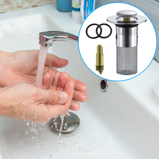 Chmadoxn Universal Bathroom Sink Stopper, Basin Sink Drain Strainer, Bathroom Sink Plug with Stainless Steel V1189-WXFWAL-20260326-02895