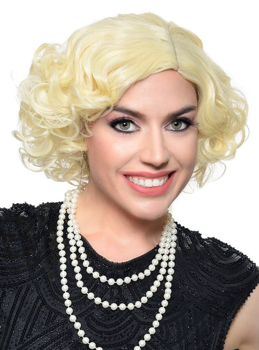 Deluxe 1920s Blonde Flapper Costume Wig with Skin Part V1191-HC-ZT-05454
