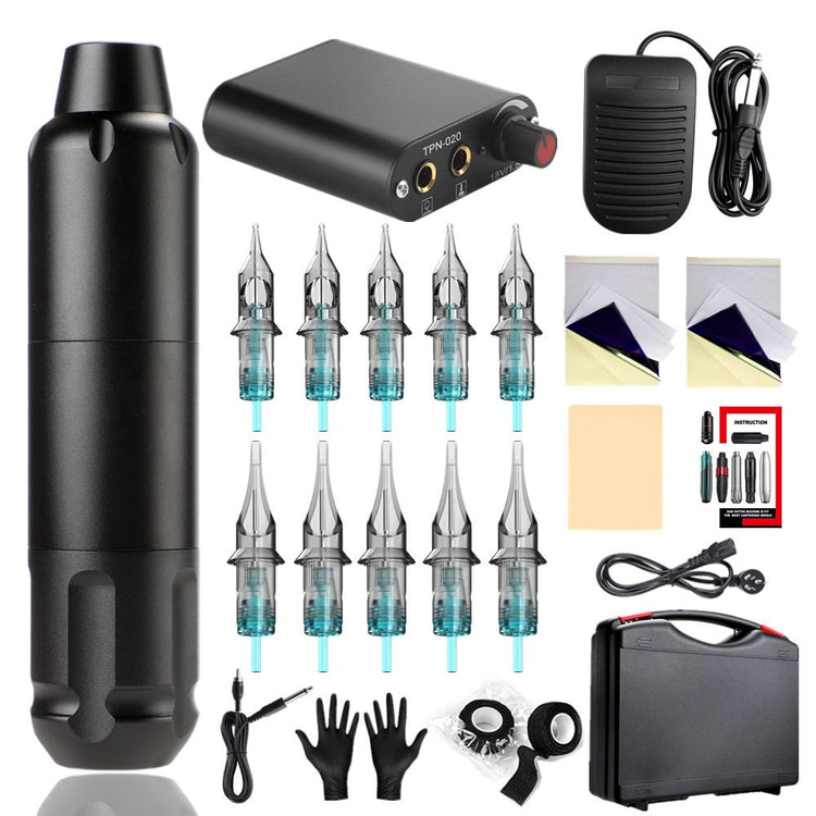 Wireless Tattoo Tattoo Kit Complete with 10pcs Tattoo Cartridge Needles Tattoo Battery Kit Tattoo Complete V1192-AZ-W-0002