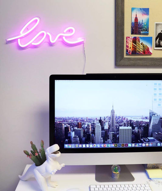 LED Neon Pink "Love" Wall Sign For Cool Light, Wall Art, Bedroom Decorations, Home Accessories, Party, V1192-AZ-W-0015